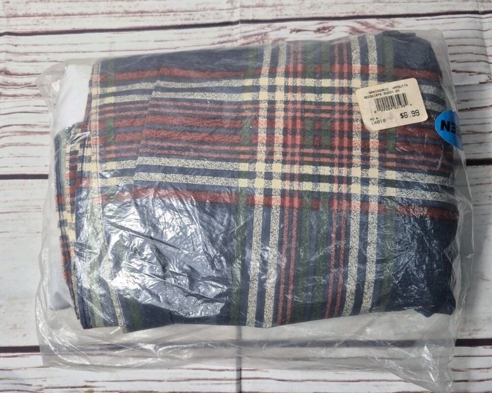 Vintage Springmaid Wamsutta Plaid Bed Skirt/Bedruffle Queen Size New In Package